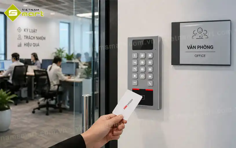 Máy chấm công Hikvision DS-K1T502DBWX-CE1 tích hợp intercom Thiết bị kiểm soát ra vào Hikvision DS-K1T502DBWX-CE1 tích hợp intercom chính hãng 100%. giá rẻ NEW 2026