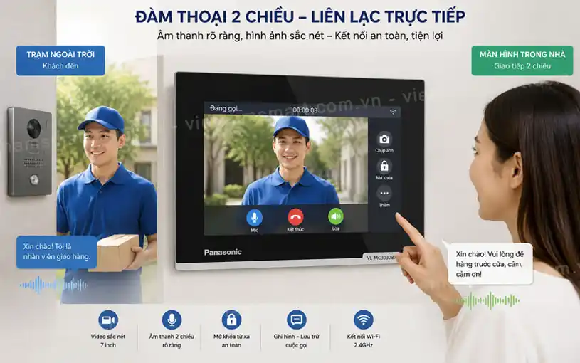Màn hình chuông cửa Panasonic VL-MC3030BX chính hãng phân phối bởi VietnamSmart